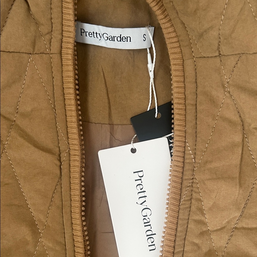 Quilted Tan Hooded Vest - Picture 2 of 8